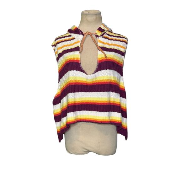 BDG colorful vibrant striped slouchy knit hoodie sweater Vest Size XS - Picture 12 of 14